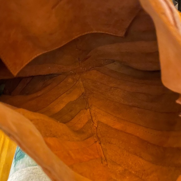 Raven + Lily Brown Leather Chevron Shoulder Bag - Picture 5 of 5